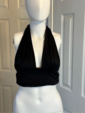 Princess Polly Black Halter Crop Top